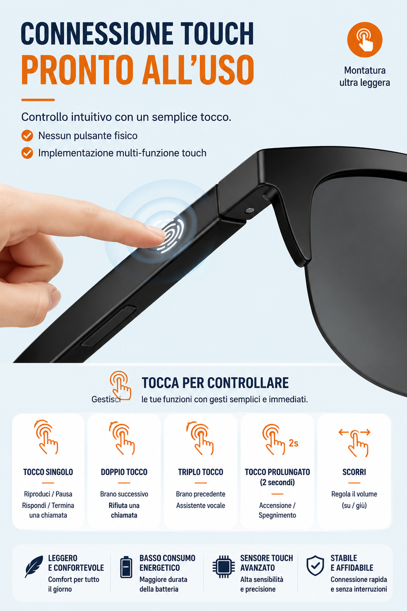 Occhiali Smart Bluetooth Sportivi