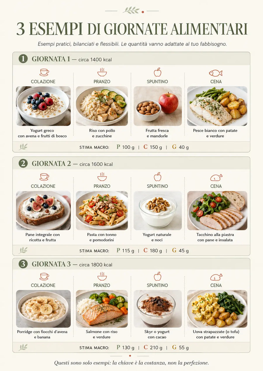 Esempi di giornate alimentari bilanciate