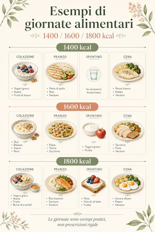 Esempi di giornate alimentari 1400 1600 1800 kcal