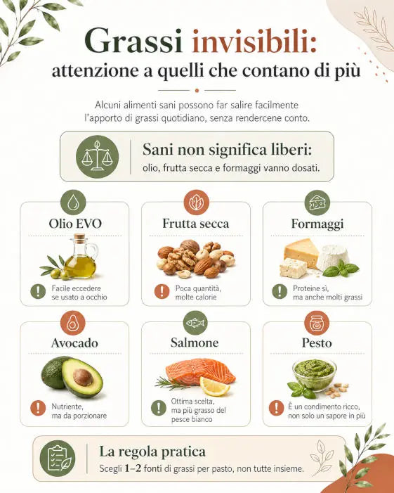 Grassi invisibili: alimenti da dosare