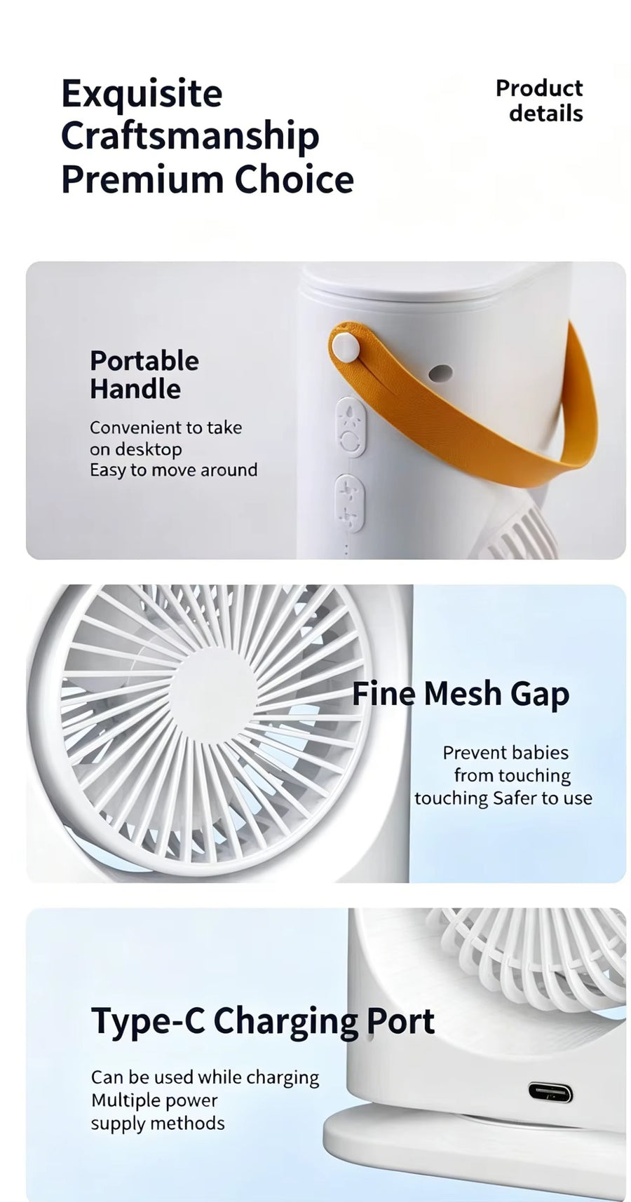 Ventilatore raffreddatore d'aria domestico usb ricaricabile